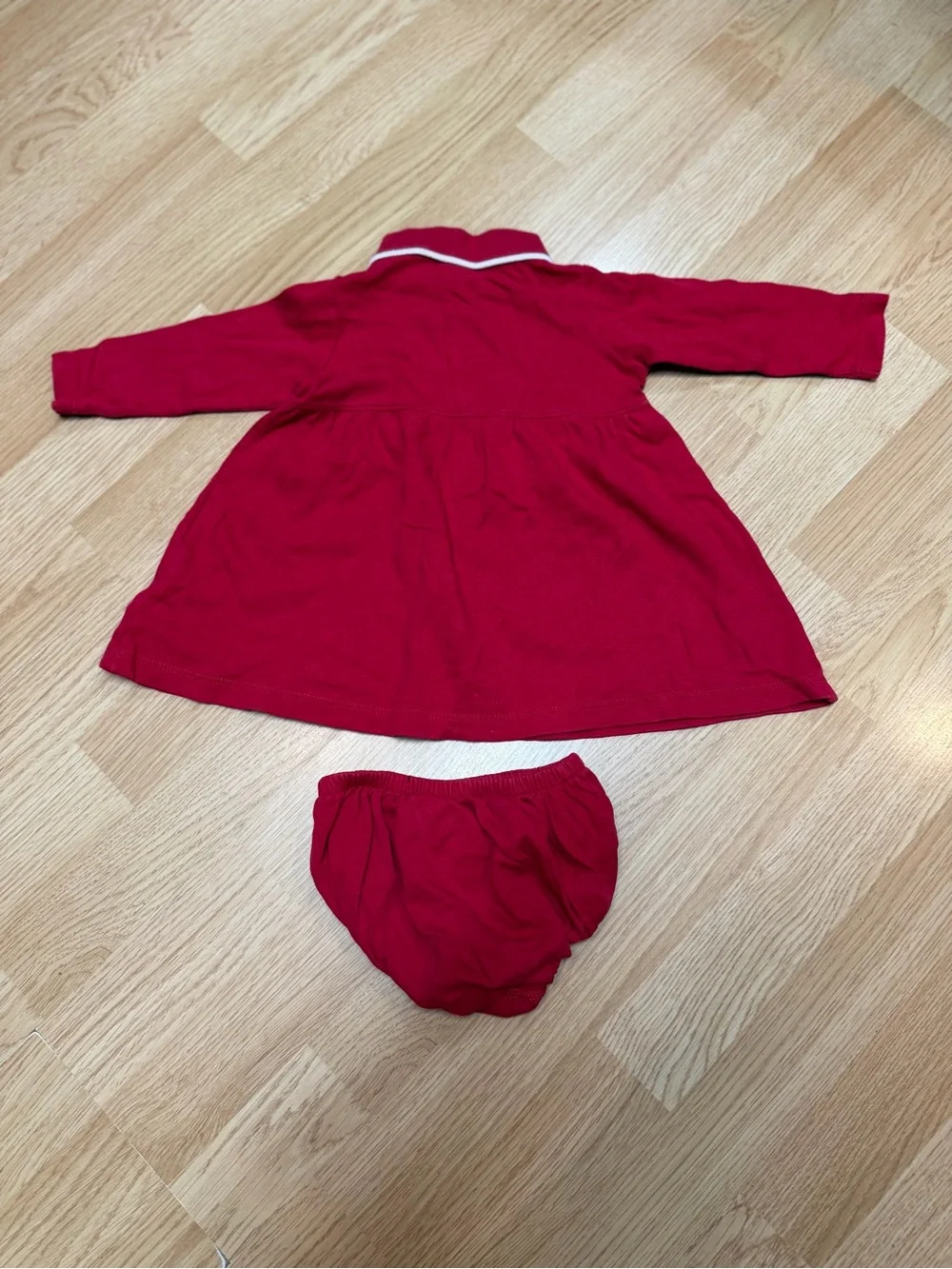 Ralph Lauren Baby Girls 12-18M Red Polo Dress Bloomers Preppy Cotton Set